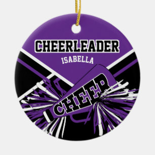 CheerLeader 2 📣 💖 - Lila, svartvitt Julgransprydnad Keramik