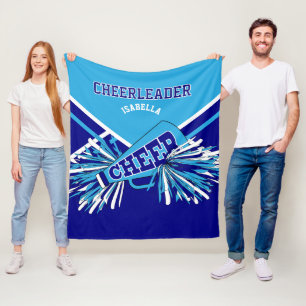 Cheerleader Baby Blue, Blå & Vit Fleecefilt