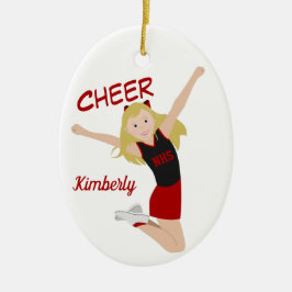 Cheerleader Blonde Black & Red Julgransprydnad Keramik