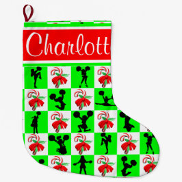 CHEERLEADER CANDY CANE CHRISTMAS STOCKAR STOR JULSTRUMPA