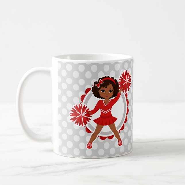 Cheerleader - Cute Red African Cheer Kaffemugg (Vänster)