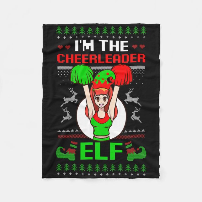Cheerleader Elf Design Christmas Cheerleading  Fleecefilt (Framsidan)