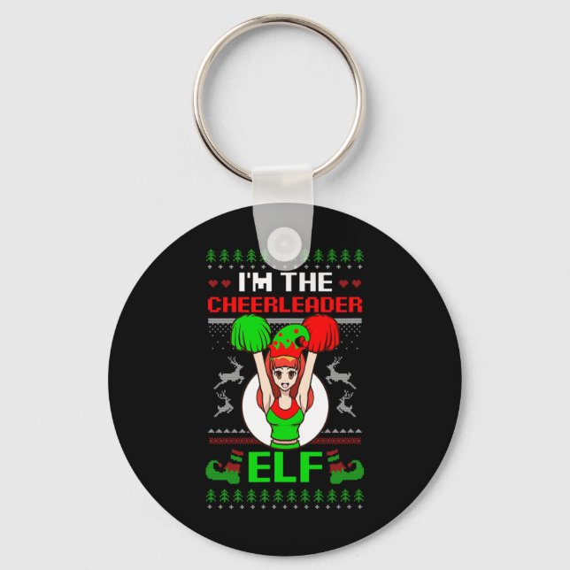 Cheerleader Elf Design Christmas Cheerleading  Nyckelring (Framsida)