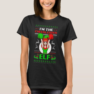 Cheerleader Elf Design Christmas Cheerleading  T Shirt