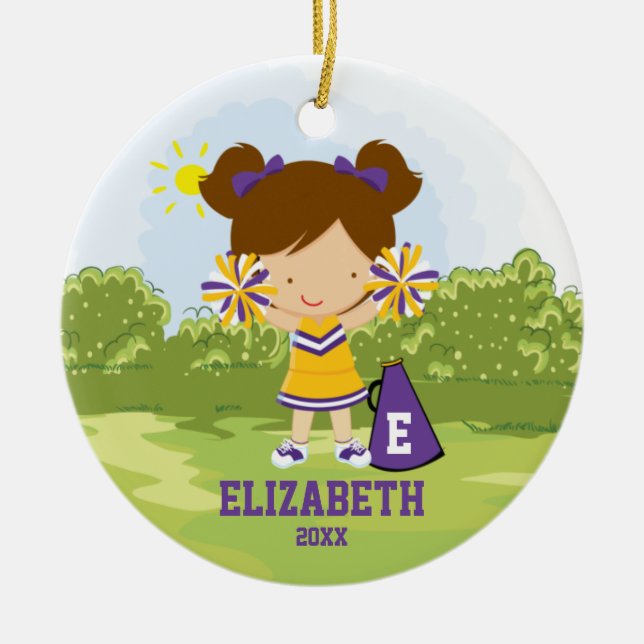 Cheerleader Flicka Jul Ornament Lila Gul (Framsidan)