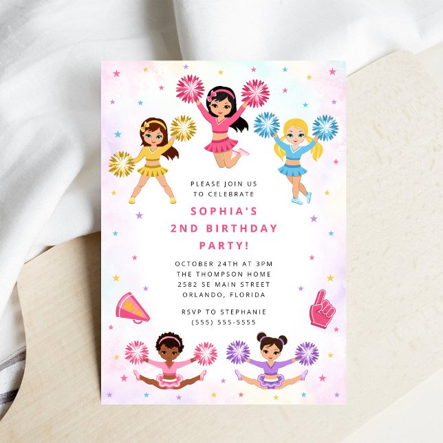 Cheerleader Girl Birthday Party Invitation Inbjudningar (Skapare uppladdad)