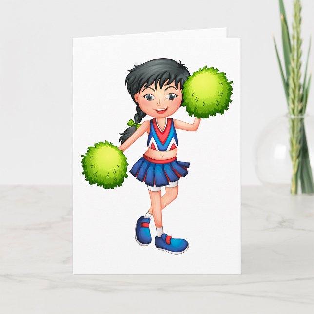 CheerLeader Girl med Pom Poms Roligt Sports Spirit Kort (Skapare uppladdad)