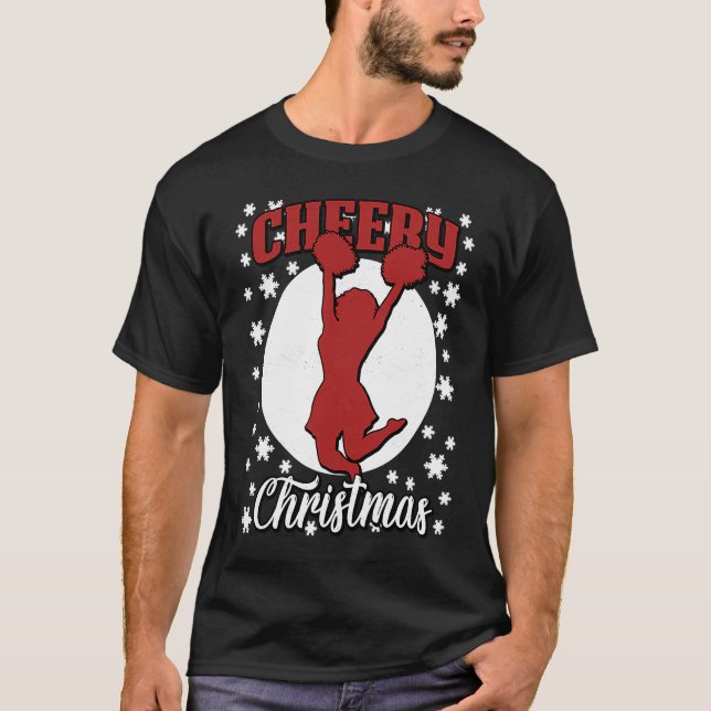 Cheerleader girl xmas Christmas cheer coach cheerl T Shirt (Framsida)
