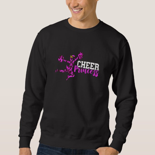 Cheerleader Glädje Prinsessa Krona Leopard Cheerle Lång Ärmad Tröja (Framsida)
