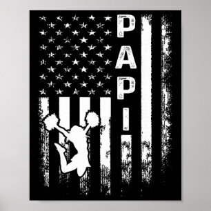 Cheerleader Glädjerop Papi Amerikansk Flagga Vinta Poster