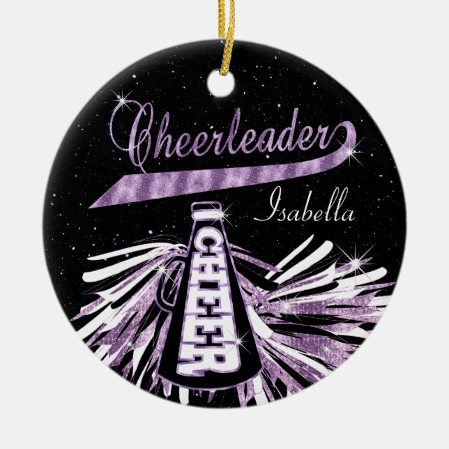 CheerLeader 📣 💖 Glam- Black and Lila Julgransprydnad Keramik (Framsidan)