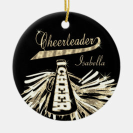 CheerLeader 📣 💖 Glam- Black och Guld Julgransprydnad Keramik