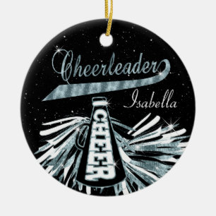 CheerLeader 📣 💖 Glam - Blue Teal Julgransprydnad Keramik
