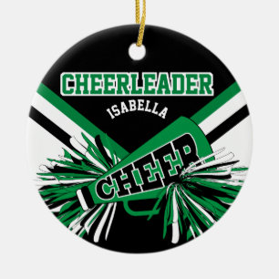 CheerLeader 📣 - Grönt, Black and White 2 Julgransprydnad Keramik
