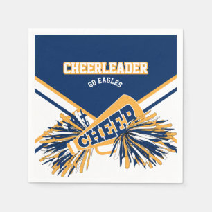 CheerLeader i Guld, White och Blue Pappersservett