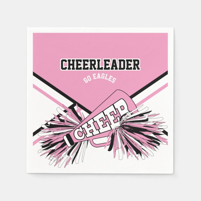 CheerLeader in Rosa, White and Black Pappersservett (Framsidan)