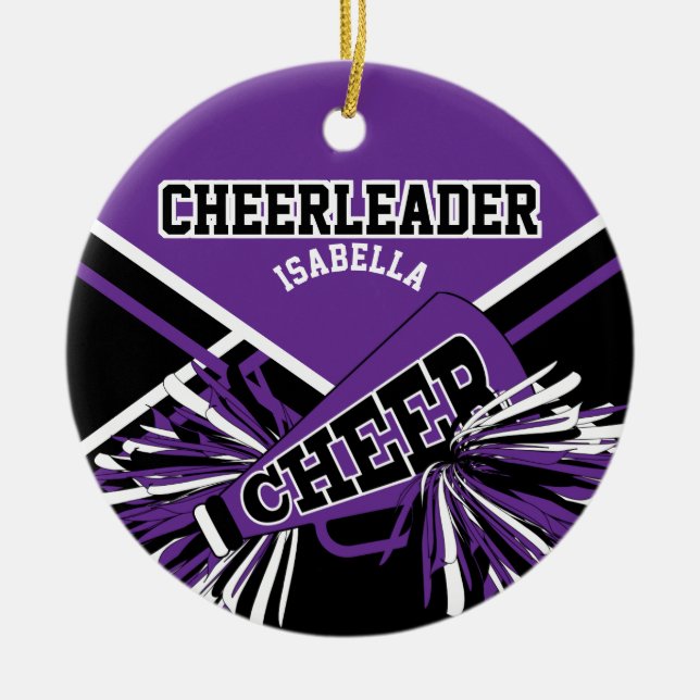 CheerLeader - Lila, Black and White Julgransprydnad Keramik (Framsidan)