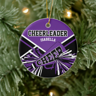 Cheerleader 📣 💖 - Lila, Black and White Julgransprydnad Keramik