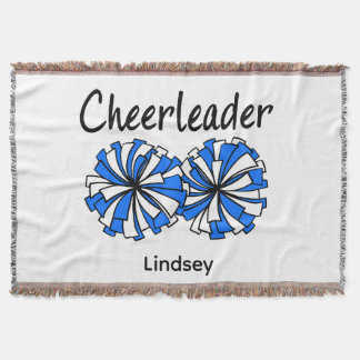 Cheerleader med blåa och vita pom-poms filt