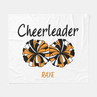 Cheerleader med orange & svarta pom-poms fleecefilt