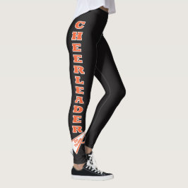 Cheerleader Orange Typography Brev Leggings