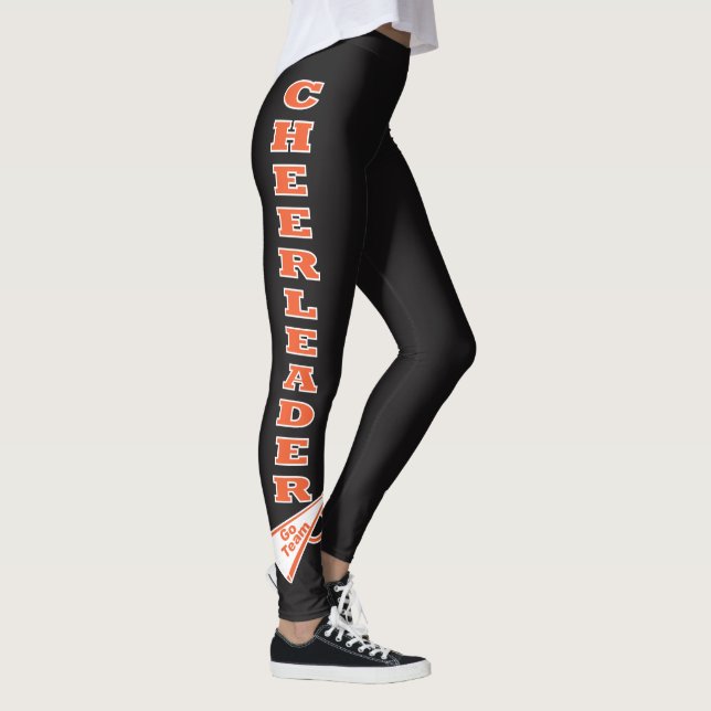 Cheerleader Orange Typography Brev Leggings (Höger)