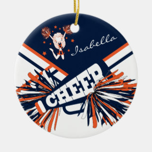 Cheerleader - Orange, White and Navy Blue Julgransprydnad Keramik