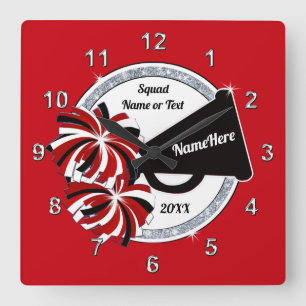 Cheerleader Room Decoration Ideas, Cheer Clock Fyrkantig Klocka
