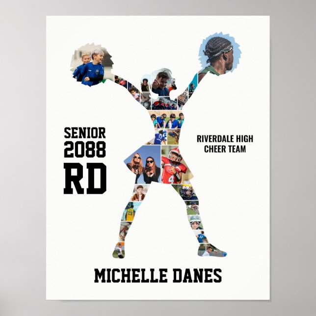 Cheerleader Silhouette Cheer Team Photo Collage Poster (Framsidan)