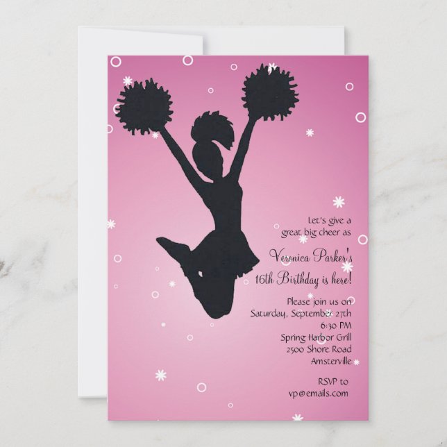 Cheerleader Silhouette-inbjudan Inbjudningar (Framsida)