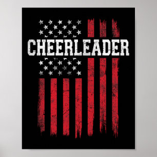Cheerleader Stolt Amerikansk Flagga Usa Patriotisk Poster