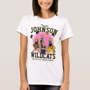 Cheerleader Team Anpassad Foto Retro Bootleg Blå T Shirt