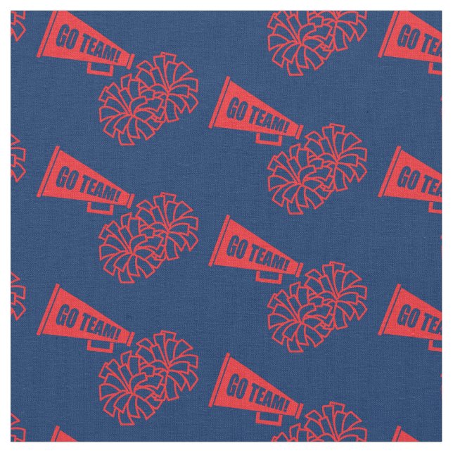 CheerLeader Team School Färg Red & Navy Blue Tyg (Närbild)