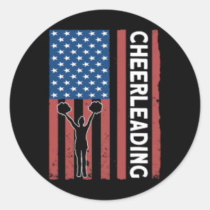 Cheerleader Usa Flagga Cheerleading  Runt Klistermärke
