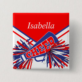 Cheerleaderdräkt i blått, vitt och rött knapp