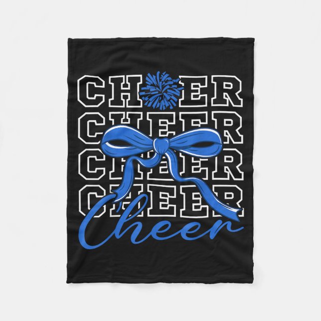 Cheerleading Cheer Blå Coquette Bow Cheerleader F Fleecefilt (Framsidan)