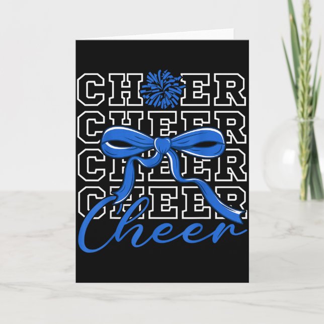 Cheerleading Cheer Blå Coquette Bow Cheerleader F Kort (Framsida)