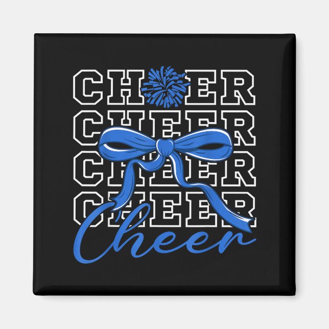 Cheerleading Cheer Blå Coquette Bow Cheerleader F Magnet (Framsidan)