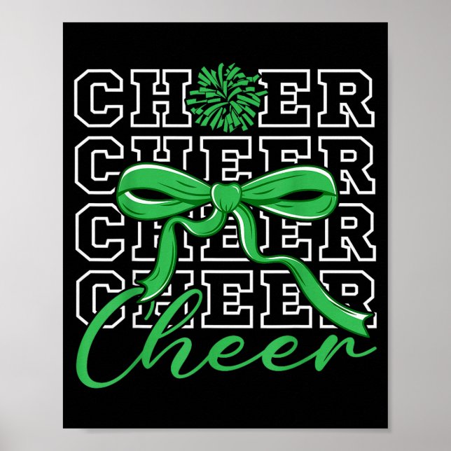 Cheerleading Cheer Grön Coquette Bow Cheerleader  Poster (Framsidan)