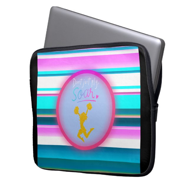Cheerleading "Flyg inte bara, sväva" Ränder    Laptop Fodral (Framsidan Vänster)