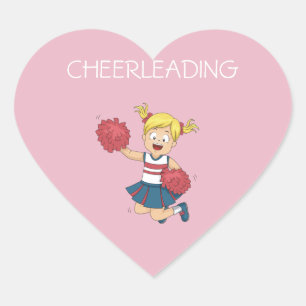 CHEERLEADING-hjärtklistermärken för flickor. Hjärtformat Klistermärke