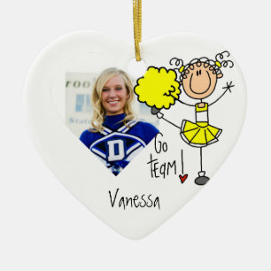 Cheerleading prydnad för gul stick figur julgransprydnad keramik