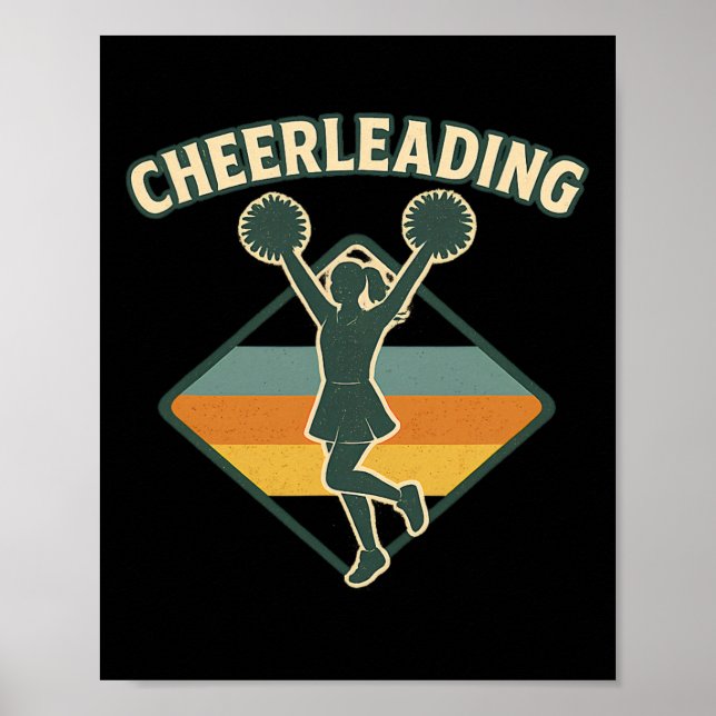 Cheerleading Retro Vintage Silhuett  Poster (Framsidan)
