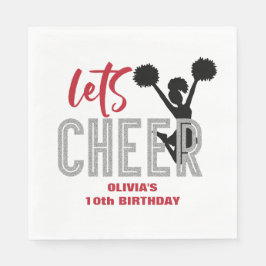 Cheerleading Röd Silver Svart Cheer Födelsedag Pappersservett