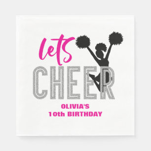 Cheerleading Rosa Silver Svart Cheer Födelsedag Pappersservett