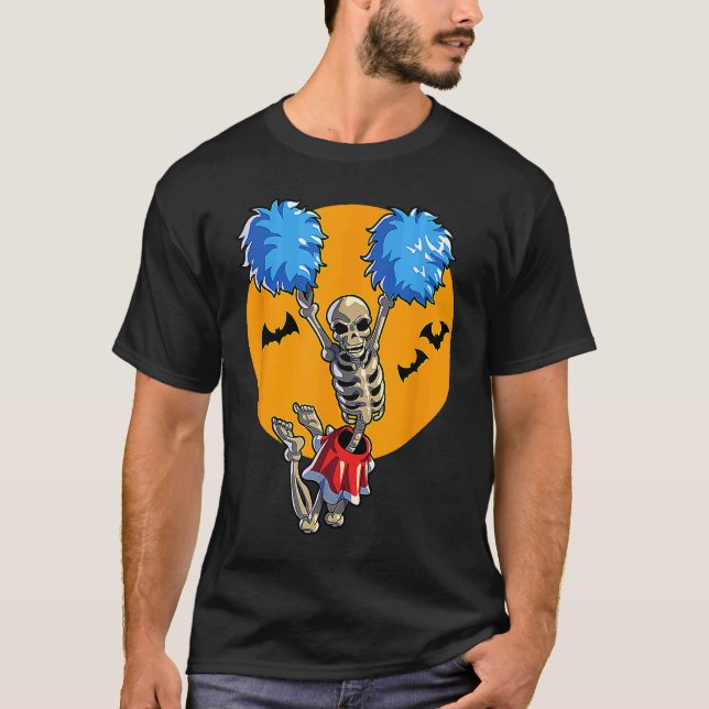 Cheerleading Skeleton Halloween Cheer Mom Girls Wo T Shirt (Framsida)