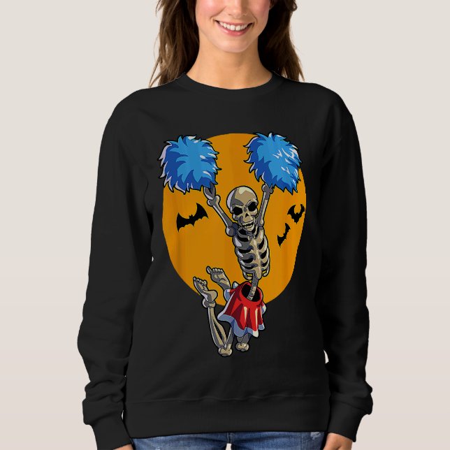 Cheerleading Skeleton Halloween Cheer Mom Girls Wo T Shirt (Framsida)