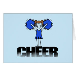 Cheerleading T-tröja och gåvor för blått Hälsningskort