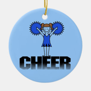 Cheerleading T-tröja och gåvor för blått Julgransprydnad Keramik