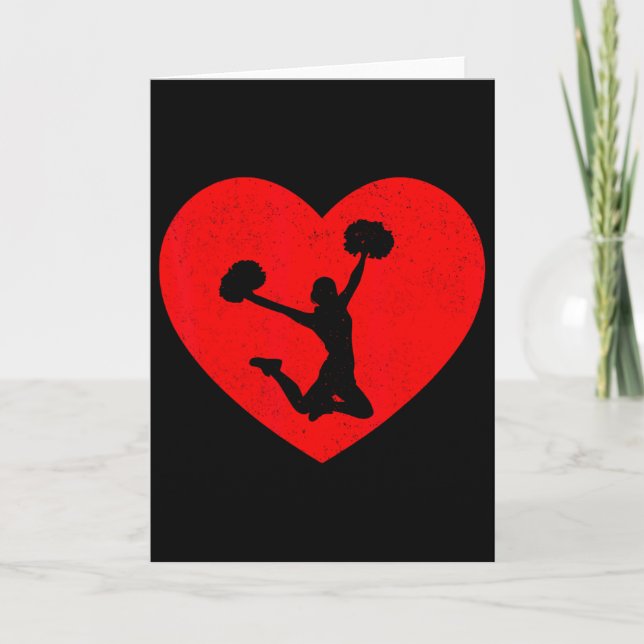 Cheerleading Valentine Hjärtform Cheerleader Kärle Kort (Framsida)